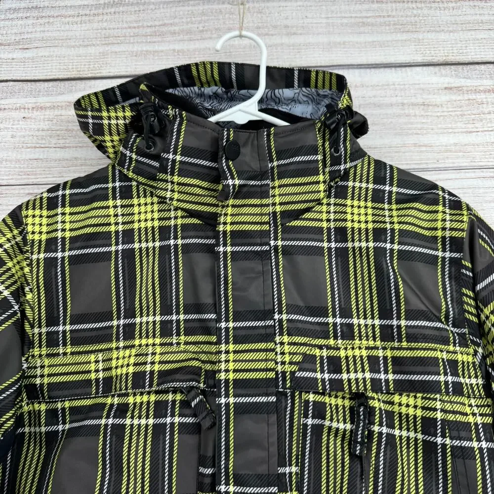 Triple Nickel 555 Plaid Snowboard‎ Jacket Youth Boys 14 Black Yellow White